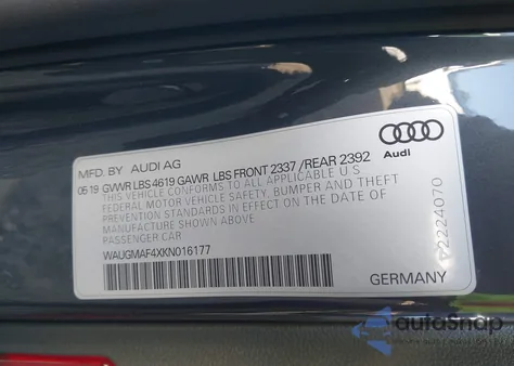 2019 Audi A4 40 Titanium Premium z USA, uszkodzony, nr VIN WAUGMAF4XKN016177